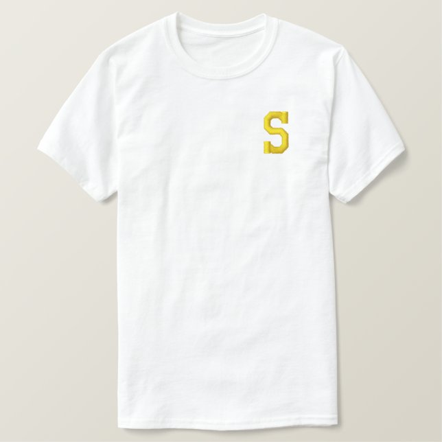 MONOGRAM LETTER S EMBROIDERED T-Shirt (Design Front)