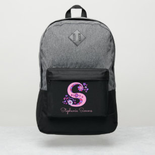 Monogram letter S hearts flower custom name Port Authority® Backpack