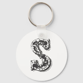 Monogram Letter S in Black Keychain
