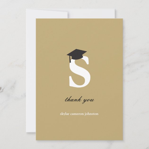Monogram Letter S Modern Graduation Thank You Card