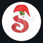 Monogram letter S, Santa hat Christmas Classic Round Sticker<br><div class="desc">Monogram letter S with Santa hat and holly Christmas  Sticker</div>