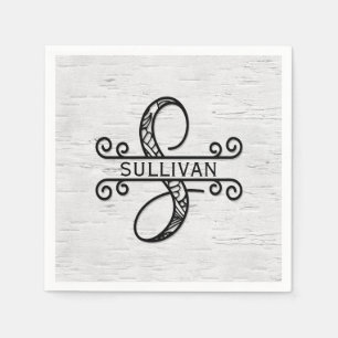 Monogram Letter S with Family Name Napkins