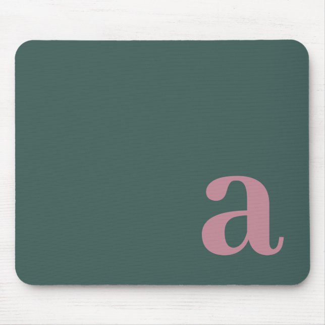 Monogram Letter Sea Green & Purple Minimalist Mouse Pad (Front)
