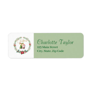 Monogram Letter T :Christmas Wreath w/ Santa Claus Label