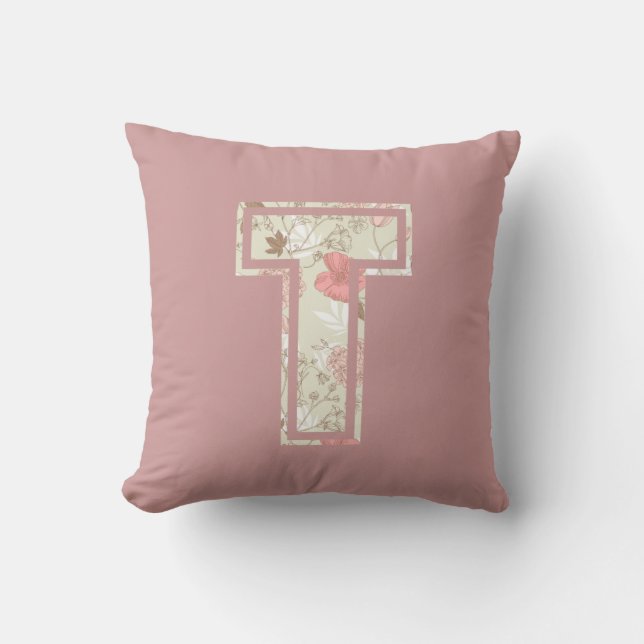Monogram Letter T Throw Pillow (Front)