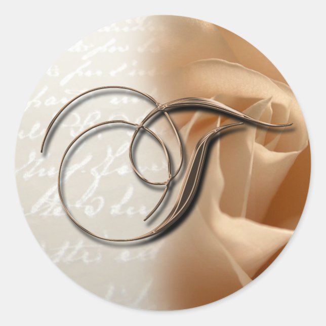 Monogram Letter T Wedding Envelope Seal (Front)