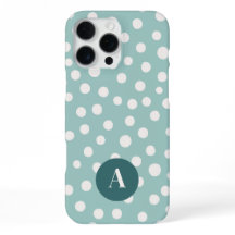Monogram Letter Turquoise Polka Dots Pattern 