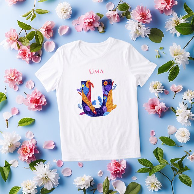 Monogram - Letter U Vibrant Artistic Birthday Gift Tri-Blend Shirt (Creator Uploaded)