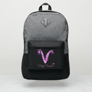 Monogram letter V hearts flower custom name Port Authority® Backpack