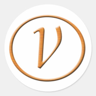 Monogram Letter V Wood look Classic Round Sticker