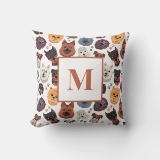 Monogram Letter Vintage Retro Dog Cartoon Pattern