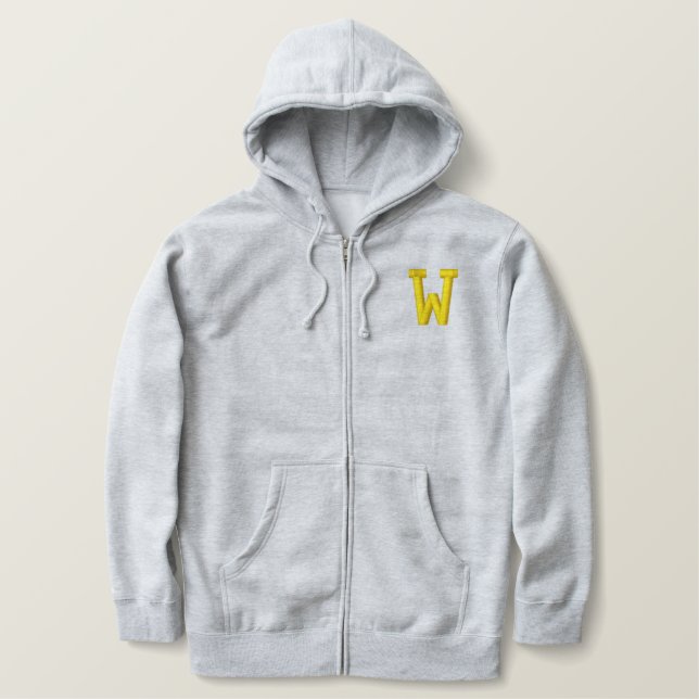 MONOGRAM LETTER W EMBROIDERED HOODIE (Design Front)