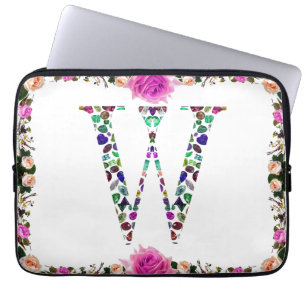 Monogram Letter W – Gemstone Initial Design Laptop Sleeve