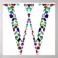 Monogram Letter W – Gemstone Initial Design