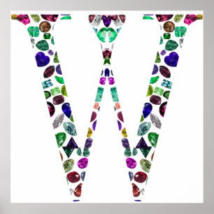 Monogram Letter W – Gemstone Initial Design Poster