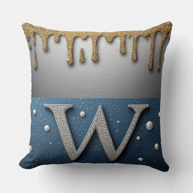 🌸 Monogram Letter W Glam Cozy Home Style 🌸 Throw Pillow (Front)