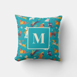 Monogram Letter Winter Holiday Dog Retro Pattern