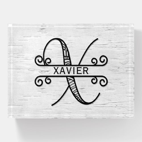 Monogram Letter X with Family Name   Paperweight