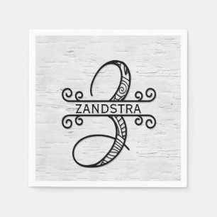 Monogram Letter Z with Family Name Napkins