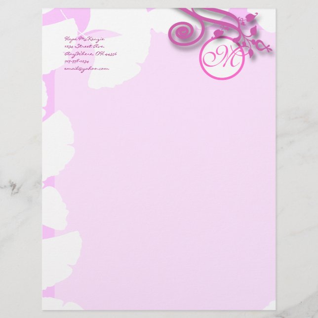 Monogram Letterhead Lavender and Raspberry (Front)