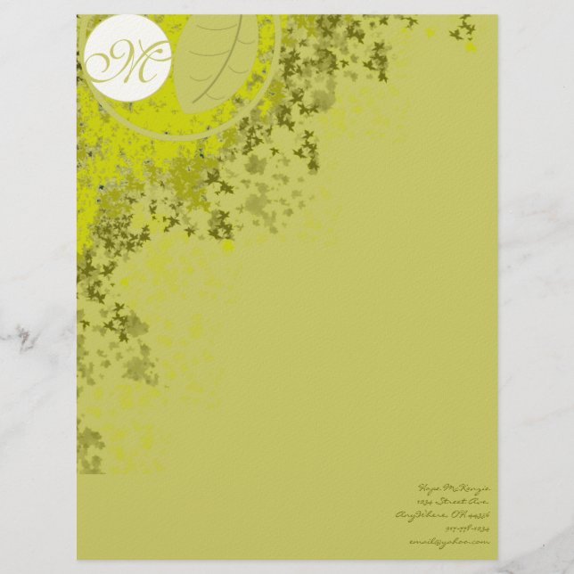 Monogram Letterhead Lime Leaves (Front)