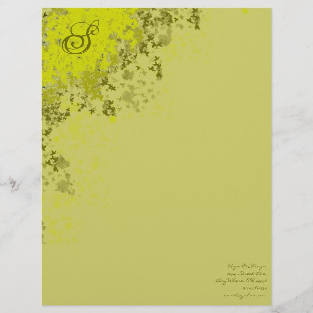 Monogram Letterhead Lime Leaves (Front)