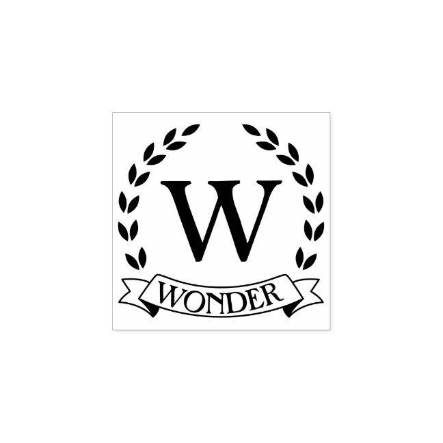 Monogram Lettering Circle Frame Family Name Rubber Stamp