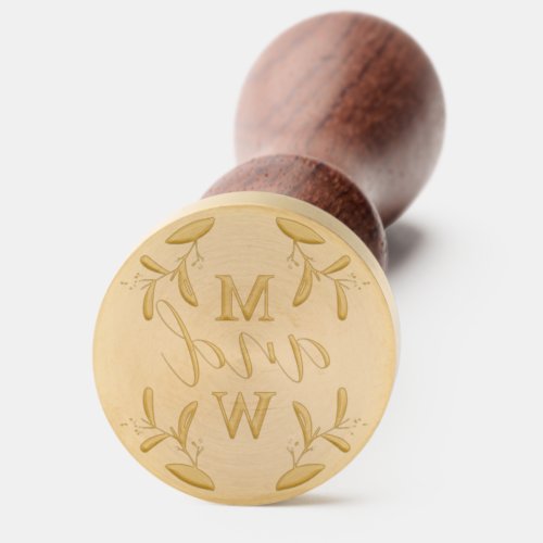 Monogram Letters  Berry Leaves Frame Wedding Wax Seal Stamp