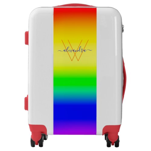 Monogram LGBT Rainbow Pride Ombre Gradient Stripes Luggage