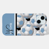 Monogram Light Blue Black Soccer Ball Pattern Case-Mate iPhone Case (Back (Horizontal))