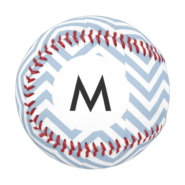 Monogram Light Blue Grunge Textured Chevron Baseball (Front Left)