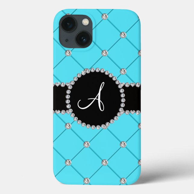 Monogram light blue tuft diamonds Case-Mate iPhone case (Back)