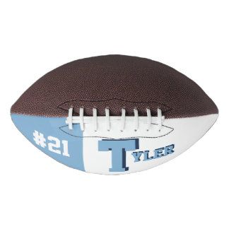 Monogram Light Blue & White Football