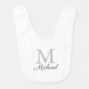 Monogram light fog  baby bib