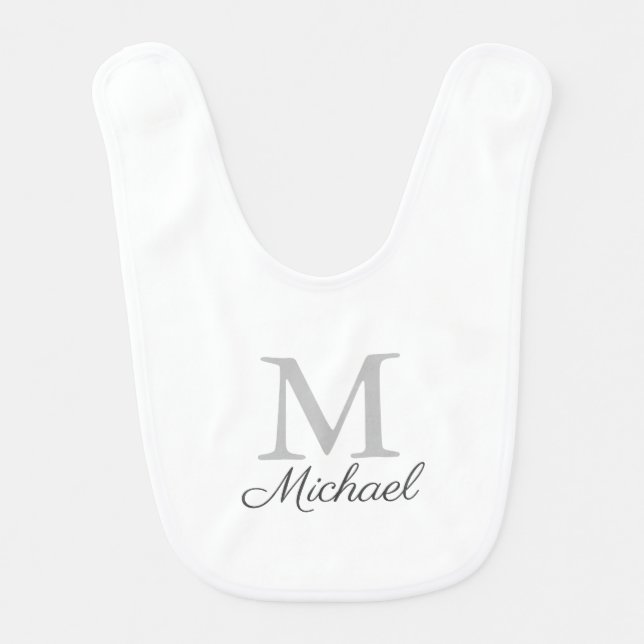 Monogram light fog  baby bib (Front)
