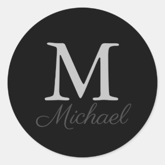 Monogram light fog classic classic round sticker