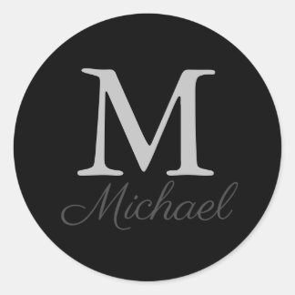 Monogram light fog classic round sticker