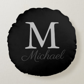 Monogram light fog round pillow