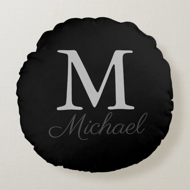 Monogram light fog  round pillow (Front)