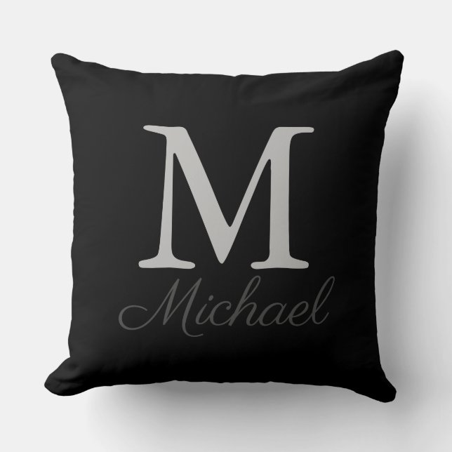 Monogram light fog throw pillow (Front)