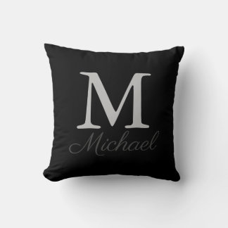Monogram light fog throw pillow