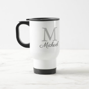 Monogram light fog  travel mug