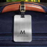 Monogram Light Gray Faux Metal Steel Styled Custom Luggage Tag<br><div class="desc">Monogram Light Gray Faux Metal Steel Styled Custom Luggage Tag</div>