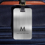 Monogram Light Gray Faux Metal Steel Styled Custom Luggage Tag<br><div class="desc">Monogram Light Gray Faux Metal Steel Styled Custom Luggage Tag</div>
