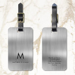 Monogram Light Gray Faux Metal Steel Styled Custom Luggage Tag<br><div class="desc">Monogram Light Gray Faux Metal Steel Styled Custom Luggage Tag</div>