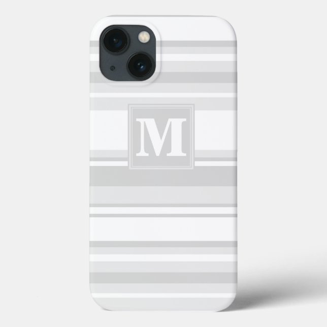 Monogram light gray stripes Case-Mate iPhone case (Back)