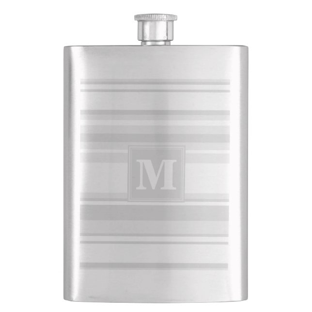 Monogram light gray stripes hip flask (Front)