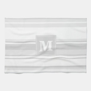 Monogram light gray stripes kitchen towel