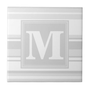 Monogram light gray stripes tile