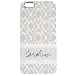 Monogram Light Gray Tribal Ikat Diamond Pattern Clear iPhone 6 Plus Case